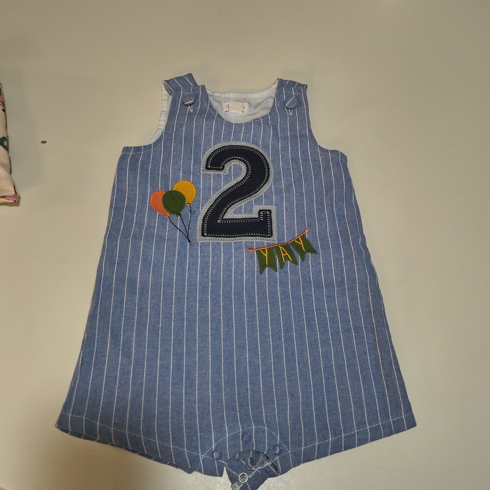 Mud Pie Blue Checkered Toddler Romper